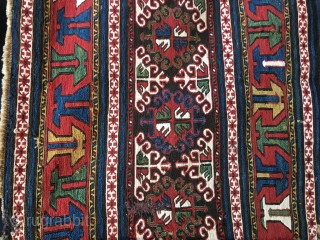 We all know that the Shahsavan tribal group was actually the best as regards weaving, dying, patterns, creativity, etc. Here we have a great Shahsavan Sumack mafrash long panel. Size is cm  ...