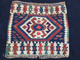 Colorful Shahsavan flat weave bag face. Cm 48x52. End 19th century or earlier. Lovely square with awesome colors. Mount it and enjoy it.          