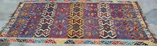 Konya kilim in great beauty and condition. Cm 140x380. Should be end 19th century. Lovely natural colors. Amazing pattern. More pics here: https://www.instagram.com/p/CUkG0GGMOA0/
          
