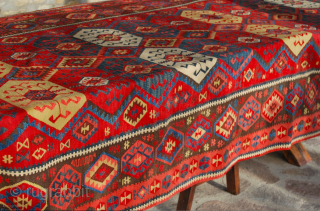 Beautiful Kars Kilim, Eastern Anatolia, cm 155x410, 2nd half 19th century, great colors, great condition, few minor restorations, rare, collection piece. - For ref see "KIlims" by Yanni Petsopoulos, page 222, Thames  ...