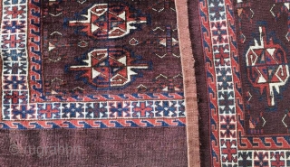 Turkman/Turkmen Yomud cuval. Size is cm 72x118. End 19th century. Great, elegant, spaced pattern with 9 main guls only and lots of colorful symbols all over. Awesome natural colors in deep saturated  ...