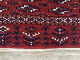 Beautiful Turkmen Yomut 16 gul festival cuval with original back side. With 3 rare tassels. In mint condition. Cm 70x120, cm 142x120 open. Deeply saturated natural colors: red, blue, black, brown, orange,  ...