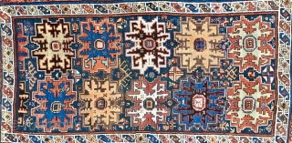 Northern Caucasus. Dagestan, land of mountains or Lesghistan, country of the Lesghi population.
Lesghi star design pile rug.
Cm 135x235.
Late 19th, early 20th century, good condition, high pile, few, old minor restorations.
Please email carlokocman@gmail.com
 