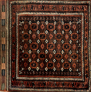 Beautiful antique Baluchi pile bag
Big size cm 72x72
Age could be roughly end 19th, early 20th century
In rather good conditions with some minor flaws, see pic 4 & 5
It was part od a  ...