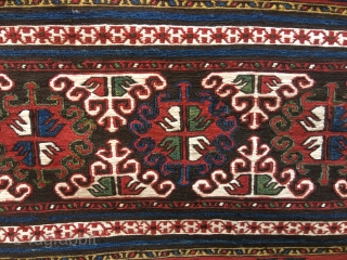 
We all know that the Shahsavan tribal group was actually the best as regards weaving, dying, patterns, creativity, etc. 
Here we have a great Shahsavan Sumack mafrash long panel. 
Size is cm  ...