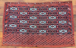 Turkmen Ersari flatweave cuval face. Cm 75x122 ca. Late 19th, early 20th c. Beautiful, used tribal bag. Some minor condition issues to report, see pics.        