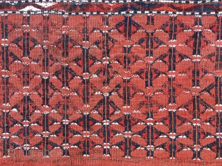 Turkmen Ersari flatweave cuval face. Cm 75x122 ca. Late 19th, early 20th c. Beautiful, used tribal bag. Some minor condition issues to report, see pics.        