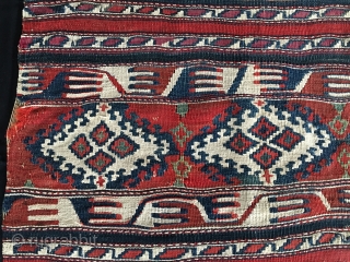 Malatya area, Sinanli tribe, part of the bigger Rashwani tribal group kilim fragment. Cm 72x86. 3rd q 19h c. Lovely colors, see madder & cochineal. Rather rare piece. Very much enjoyable. -------  ...
