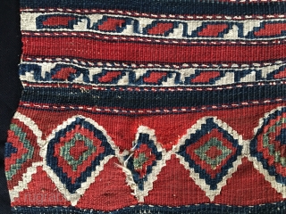 Malatya area, Sinanli tribe, part of the bigger Rashwani tribal group kilim fragment. Cm 72x86. 3rd q 19h c. Lovely colors, see madder & cochineal. Rather rare piece. Very much enjoyable. -------  ...