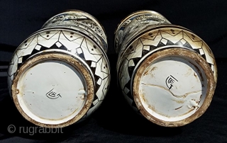 ALBARELLI FRATELLI CRESTONI 1900-1931 CIVITA CASTELLANA – VITERBO – CENTRAL ITALY

Pair of antique and glorious ceramics from Civita Castellana, Central Italy.
Cylindrical shaped vases made of hard glazed majolica, enamelled both inside and  ...