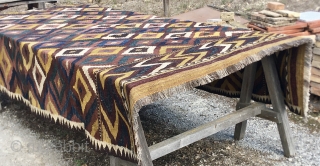 Top Maimana kilim named Diamond Maimana. Cm 215x335. End 19th century to early 20th c., but frankly I think it's older than that. Pattern filled with fantastic colorful diamonds. Colors are incredibly  ...