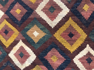 Top Maimana kilim named Diamond Maimana. Cm 215x335. End 19th century to early 20th c., but frankly I think it's older than that. Pattern filled with fantastic colorful diamonds. Colors are incredibly  ...