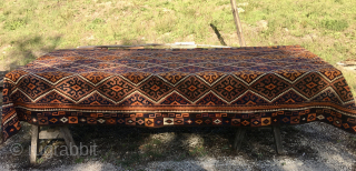 Afghan Big Maimana Kilim
Woven by thee Hazara tribal group
Design is called Ghalmori
Cm 175/385 ca
Datable 1920/1940sh
Very beautiful
In good condition
3 tiny holes to report 
Original gallery price € 4.600
Now 1.800 €
Tracked shipping €30/Italy -  ...