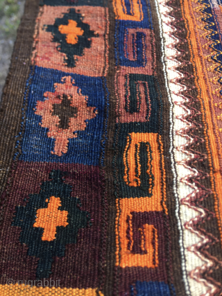 Afghan Big Maimana Kilim
Woven by thee Hazara tribal group
Design is called Ghalmori
Cm 175/385 ca
Datable 1920/1940sh
Very beautiful
In good condition
3 tiny holes to report 
Original gallery price € 4.600
Now 1.800 €
Tracked shipping €30/Italy -  ...
