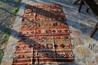 Western Anatolia, probably Bergama area, kilim with cicim brocade - second half 19th century -great, bright, strong dyes - For more pics have a look at this facebook link: http://www.facebook.com/album.php?aid=195084&id=579403491
See a very  ...