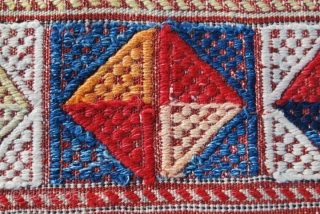 Western Anatolia, probably Bergama area, kilim with cicim brocade - second half 19th century -great, bright, strong dyes - For more pics have a look at this facebook link: http://www.facebook.com/album.php?aid=195084&id=579403491
See a very  ...