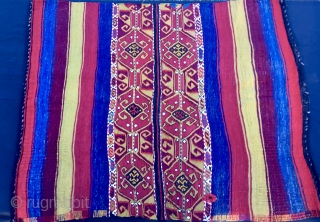 Super Anatolian cuval. Cm 125x158. 4th q 19th c or before. Great graphics, great workmanship, see the sumack part, fantastic natural saturated colors, great condition with a sweet home repaired hole. See  ...