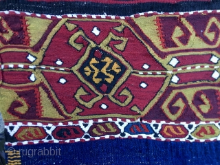 Super Anatolian cuval. Cm 125x158. 4th q 19th c or before. Great graphics, great workmanship, see the sumack part, fantastic natural saturated colors, great condition with a sweet home repaired hole. See  ...