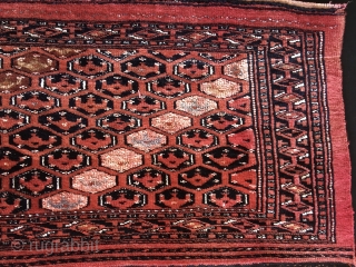 Turkmen Saryk torba. Cm 33x106 ca. Datable 1880/1890. Very nice drawing. Shinly wool, lots of silk all over. Many colors. See back on last pic. Don't ask me more since I don't  ...