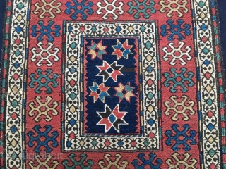 Shahsavan sumack bag face. Cm 55x60 ca. Great pattern, great age, great colors. Lovely center with dark blue background, the ceiling of nomads. Well drawn, well proportioned, well preserved.    