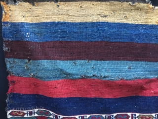 Super East Anatolian cuval/storage bag with fantastic graphics and wonderful colors. Size is cm 105x140 ca. Datable end of 19th century. Obvious condition issues with tears, holes, uneven. But look at the  ...