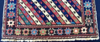 Stars & Stripes & Colors. Shahsavan beautiful sumack bag face. Cm 46x46 ca. Early 20th century if not before. Great pattern with stars in the wide border and diagonal m   