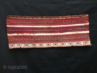 Tekke Ak torba. Cm 34x87. Antique, datable 1880, great cochineal, cotton, fine, precise drawing, beautiful. Condition issues: some rust, tiny tears.            