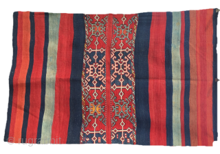 Turkey. East Anatolia, Adiyaman mountains open storage bag or cuval. Cm 105x160 ca. Late 19th, early 20th c. Great natural dyes. Archaic, interesting pattern, great graphics. Good condition. 

Email carlokocman@gmail.com   