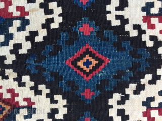 Beautiful & rare Malatya Sinanli bag face. Cm 70x70 ca. Late 19th or early 20h c. Flatweave, great natural saturated colors, like the deep, super cochineal and a fantastic petrol blue indigo.  ...