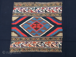 Twin kilim & sumack panels attributed to the Shahsavan tribal group. Cm 46x48 and 46x51. Early 20th century. Great sumack graphic tripes. Lovely, though mixed, colors. In very good condition. Get on  ...