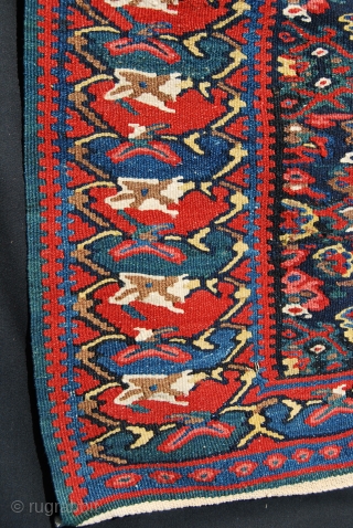 Masterpiece!

Age, balance, colors, pattern, condition......
Beautiful Senneh/Sinna kilim. 
Some say it's a Bidjar, others stick to Senneh. 
In any way it's simply a wonderful textile example of tribal art. 
Kurdistan, Western Iran. Cm  ...