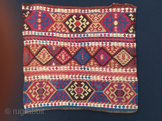 Enjoy the color power! 
Wonderful antique natural color Sinanli tribal group bag face. 
Eastern Anatolia. Cm 69x73. 
See the fantastic cochineal, the lovely madder red & orange, the bright yellow, the deep  ...
