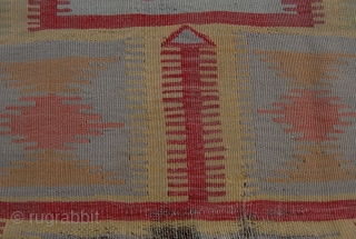 Karapinar kilim fragment. Professionally mounted. Turkey, Central Anatolia, Konya region. Size is cm 104x154. End of the 19th century. Rare & beautiful. Please email carlokocman@gmail.com        