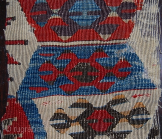 Kilim fragment. Western Anatolia. Cm 90x28. Late 19th century. Great colors: two madder reds, indigo, aubergine, yellow, oxidized black. See more pics on fb: https://www.facebook.com/media/set/?set=a.10153015465919258.1073741996.358259864257&type=1&pnref=story
        