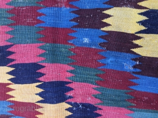 Qashqai kilim fragment.
Fars region. Iran.
Size is cm 75c165.
Age approx 1880/1890.
Lovely natural colors.
Available after 30/40 years in my collection. 
Email carlokocman@gmail.com             