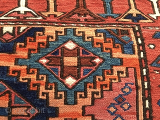 Beautiful Kurdish sumack korjin bag face. Cm 56x59. Early 20th c. Lovely colors, some are certainly natural, some others may not. Great sumack workmanship. Just out the collection of MT. 
  