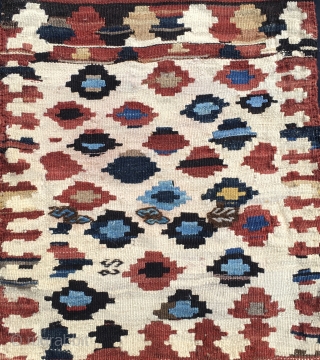 Shahsavan kilim khorjin bag face. Cm 48x61. Early 20th c or late 19th c. Sweet, colorful, full of diamonds. Some colors should be natural. In good condition.      