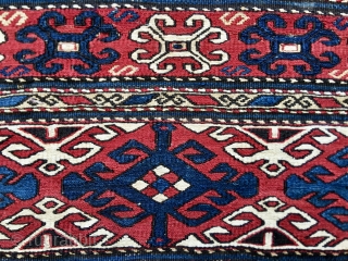 Caucasian Karabagh sumak mafrash end panel. Cm 42x44. End 19th century. Crabs panel. Fantastic graphics. Wonderful deep saturated natural colors. Collectible. Enjoyable. Buyable. Available emailing to carlokocman@gmail.com      