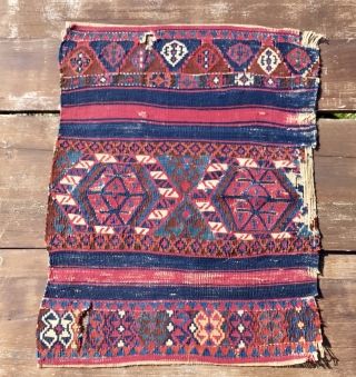 Colors, simply colors. South east Anatolian kilim fragment. Cm 56x76. Datable according to the colors 1870/1880. Beautiful, deep, natural saturated colors. The weave is very very fine. A good fragment, but colors  ...