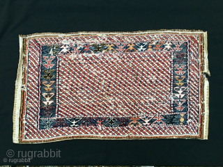 Beautiful Bakhtiari mafrash side panel. 
Cm 61x108. 
Cotton & wool. 
Flatweave & sumack. 
Late 19th/early 20th c ca. 
Condition issues as per photo. 
Please DM or email carlokocman@gmail.com     