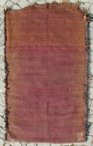 Baluch complete big Balisht (Grain bag?); Afghanistan region; beginning of 20th c.; fading purple is maybe an indicator of its age; 65 x 105 cm (2`2” x 3`5”); nice colours made with  ...