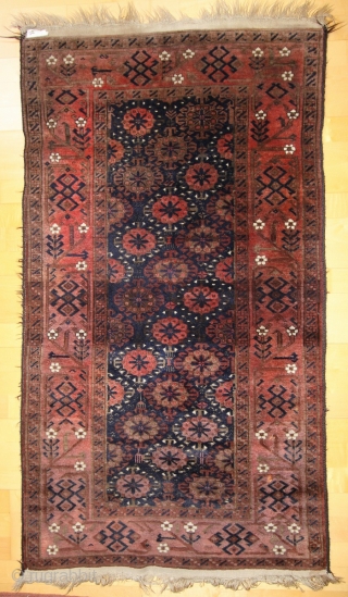 Baluch rug; beginning 20th c.; 154 x 84 cm (5`1” x 2`9”); nice and seldom flower / snow flake design.
 D.H.G. Wegner shows it  in article “Pile Rugs of The Baluch  ...