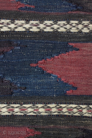 Baluch Kelim, maybe part of a rug or the back of a khorjin set, around 1900; 87 x 166 cm (2`10” x 5`5”);  made in very  elaborate techniques and   ...