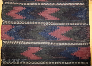 Baluch Kelim, maybe part of a rug or the back of a khorjin set, around 1900; 87 x 166 cm (2`10” x 5`5”);  made in very  elaborate techniques and   ...