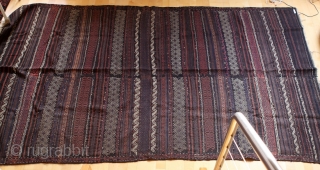 Baluch Kilim main carpet; end of 19th c.; made in two lines; many different horizontal stripe designs; small sumac border;Kilim is in very good condition;        