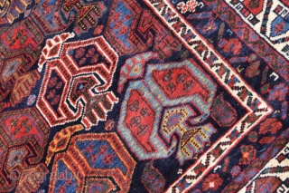 Afshar rug; around 1875; well known design known from Afshar bags, never seen a rug with it; I bought this Afshar direct from the well known collection from Meyer-Müller Zurich/Switzerland. This rug  ...