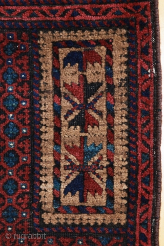 Baluch prayer rug; after 1875; 88 x 122 cm (2`11” x  4`0”); Dochtar-i-Ghazi because of its main border or Timuri because of its main field design?; for the first glance a  ...