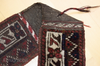 Baluch trapping; probably Timuri; around 1900; very good condition, very precisely knotted with a clear motive you find as main border in bags too,  lot of small details – see how  ...