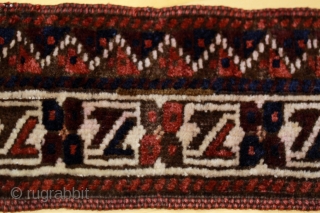 Baluch trapping; probably Timuri; around 1900; very good condition, very precisely knotted with a clear motive you find as main border in bags too,  lot of small details – see how  ...