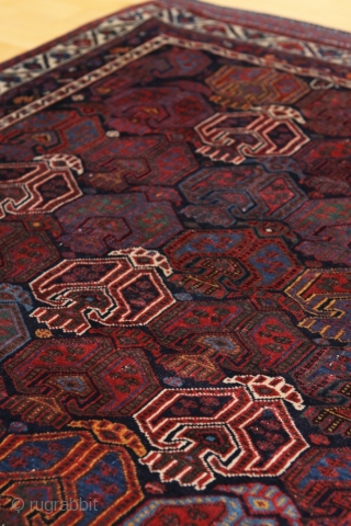 Afshar rug; around 1875; well known design known from Afshar bags, never seen a rug with it;  
I bought this Afshar direct from the well known collection from Meyer-Müller  Zurich/Switzerland.  ...